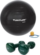 Tunturi - Fitness Set - Vinyl Dumbbell 2 x 2 kg  - Gymball Zwart 55 cm