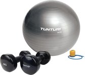 Tunturi - Fitness Set - Vinyl Dumbbell 2 x 5 kg  - Gymball Zilver 90 cm
