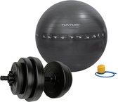 Tunturi - Fitness Set - Vinyl Halterset 15 kg  - Gymball Zwart met Anti Burst 65 cm