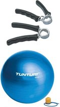 Tunturi - Fitness Set - Knijphalters 2 stuks - Gymball Blauw 90 cm