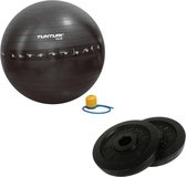 Tunturi - Fitness Set - Halterschijven 2 x 2,5 kg - Gymball Zwart met Anti Burst 75 cm