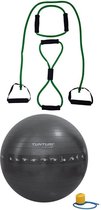 Tunturi - Fitness Set - Tubing Set Groen - Gymball Zwart met Anti Burst 65 cm