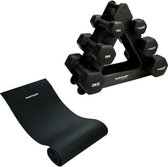 Tunturi - Fitness Set - Dumbbell Opbergrek incl 2x 1 t/m 3 dumbbells  - Fitnessmat 160 x 60 x 0,7 cm