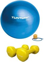 Tunturi - Fitness Set - Vinyl Dumbbell 2 x 1,5 kg  - Gymball Blauw 75 cm