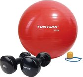 Tunturi - Fitness Set - Vinyl Dumbbell 2 x 5 kg - Gymball Rood 55 cm