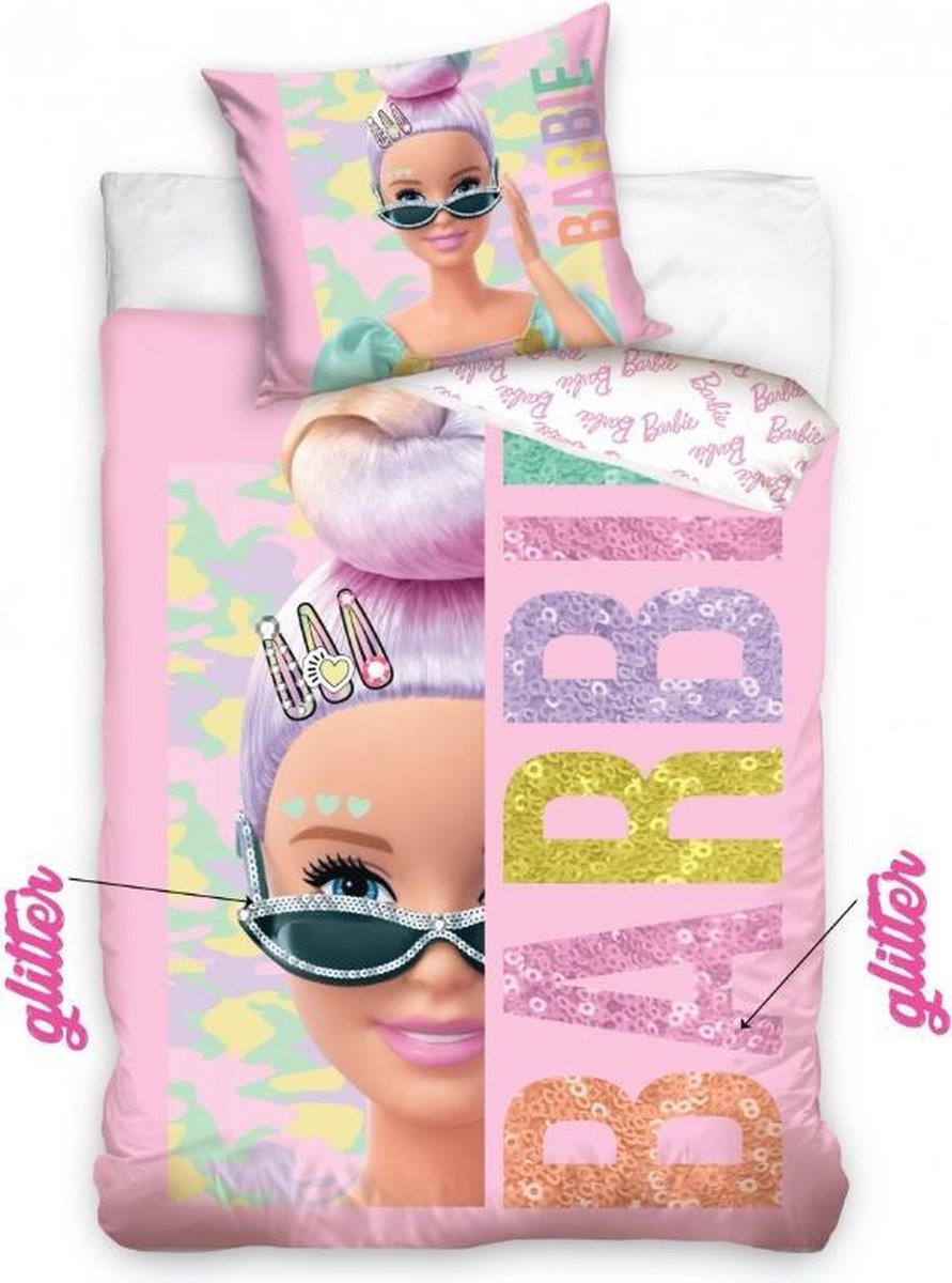 Barbie Dekbedovertrek Glitter - Eenpersoons - 140 x 200 cm - Katoen