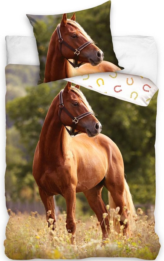 DREAMEE Housse de couette Horse Marron - Simple - 140x200 cm - Multi