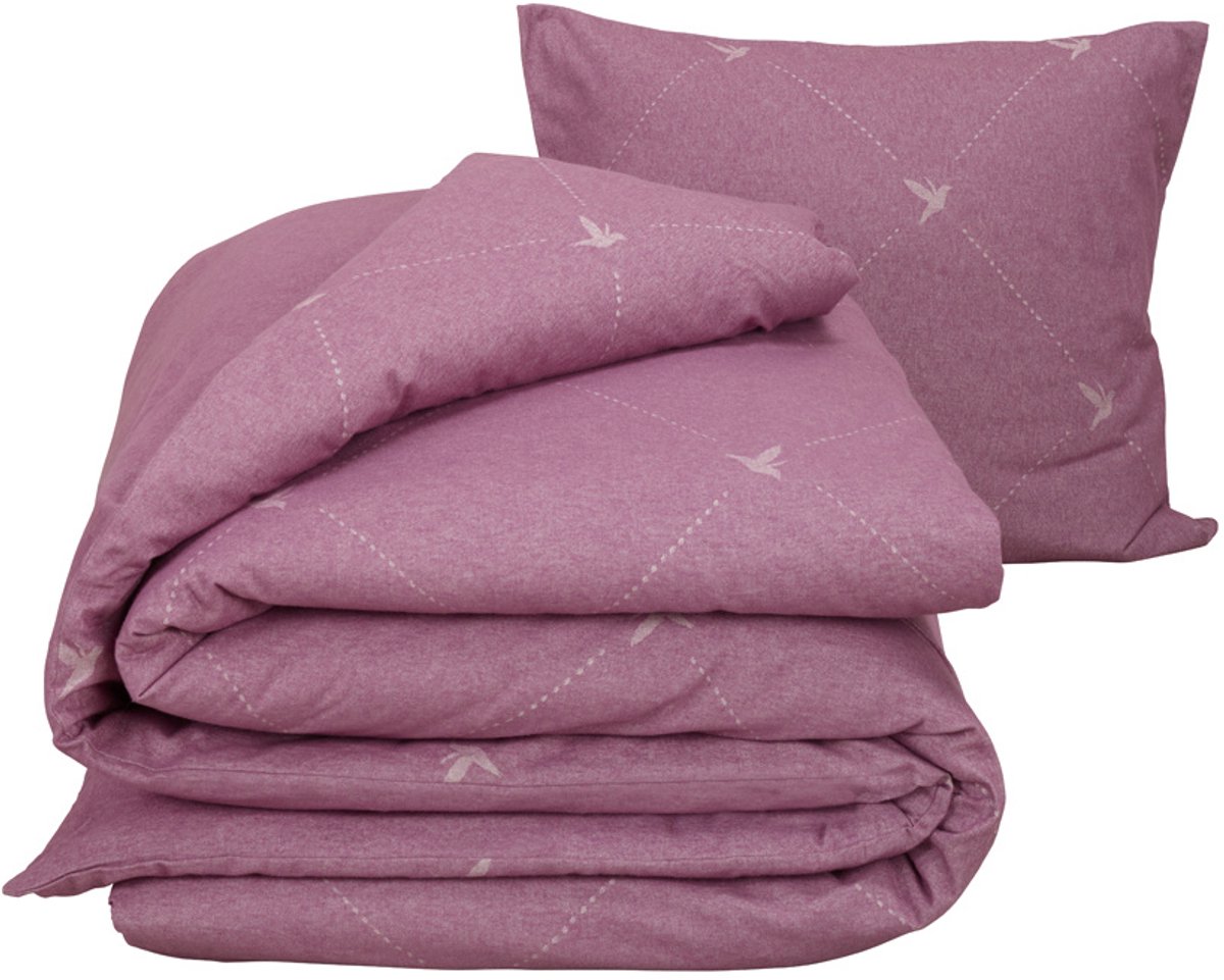 De Witte Lietaer Dekbedovertrek Katoen Flanel Piper - Eenpersoons - 140 x 200/220 cm - Roze