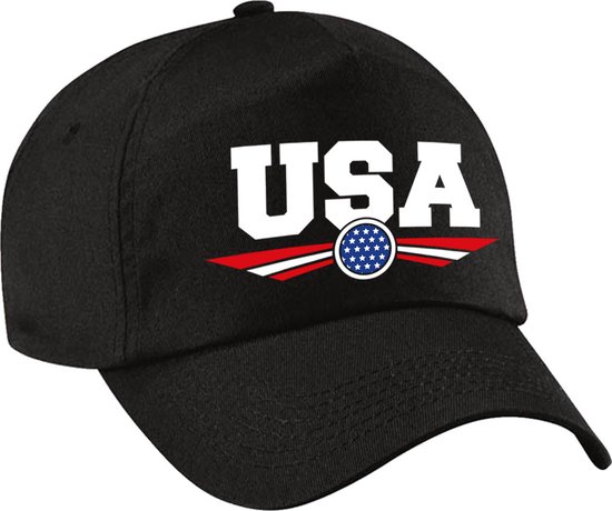 Amerika / USA landen pet - zwart - volwassenen - Amerika / USA baseball cap - WK / Olympische spelen outfit