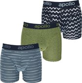 Apollo Boxershorts Heren Blue / Green Print 3-pack