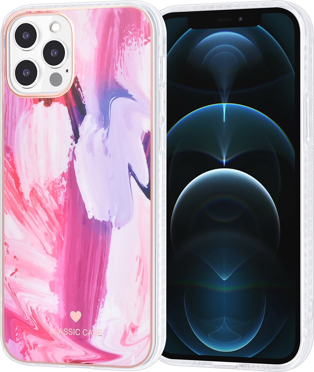 UNIQ Classic Case iPhone 12 - 12 Pro TPU Backcover hoesje - Graffiti Pink