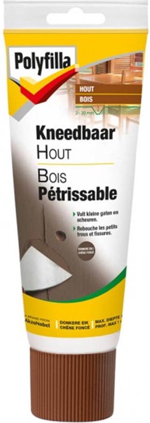 Polyfilla Kneedbaar Hout tube, donkere eik kleur, voor 2-20 mm gaten.