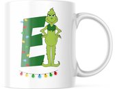Kerst Mok: Grinch Letter E | Kerst Decoratie | Kerst Versiering | Grappige Cadeaus | Koffiemok | Koffiebeker | Theemok | Theebeker