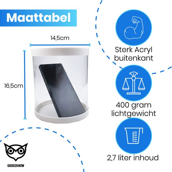 Good2know Telefoon Kluis met Tijdslot - Stoppen met Roken - Timer – Kluis - Opbergdoos - Kitchen Safe - Wit – meer Focus & Zelfdiscipline