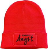 Muts rood - Remmen is angst - soBAD. | Foute apres ski outfit | kleding | verkleedkleren | wintersport beanie | wintersport dames en heren