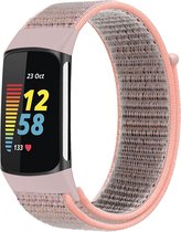Nylon loop bandje Roze/Zand geschikt voor Fitbit Charge 5