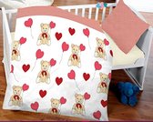 7dreams® beddengoed voor kinderen, katoen, 100 x 135 cm, kussensloop, 40 x 60 cm Teddy beer met harten