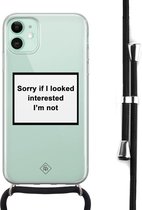 iPhone 11 hoesje met koord - Not interested | Apple iPhone 11 crossbody case | Zwart, Transparant | Tekst