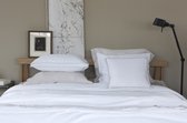 House in Style | Rimini dekbedovertrek wit / stiksel taupe | 240-220 cm | Luxe katoensatijn white/stitching taupe