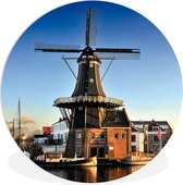 WallCircle - Wandcirkel ⌀ 30 - Windmolen aan het water in Haarlem - Ronde schilderijen woonkamer - Wandbord rond - Muurdecoratie cirkel - Kamer decoratie binnen - Wanddecoratie muurcirkel - Woonaccessoires