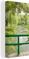 Tableau sur toile Vue sur l'eau depuis le pont japonais dans le jardin de Monet à Giverny, France - 20x40 cm - Décoration murale