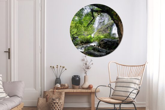 WallCircle - Wall Circle - Wall Circle - Beaucoup de végétation autour d'une cascade abrupte du Parc National de Klong Lan - Aluminium - Dibond - 120x120 cm - Intérieur et Extérieur XXL