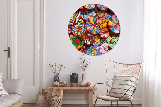 WallCircle - Tableau - Motifs Cercles Couleurs Fleurs - Multicolore - 150 X 150 Cm