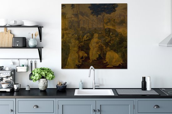 Adoration des mages - Toile Leonardo de Vinci 2cm 90x90 cm - Tirage photo sur toile (Décoration murale salon / chambre)
