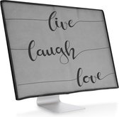 kwmobile hoes voor 24-26" Monitor - beschermhoes voor beeldscherm - Live Laugh Love design - zwart / lichtgrijs