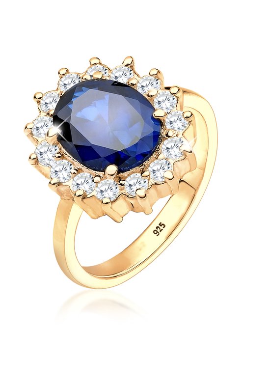 Elli Dames Ringen Dames Cocktail Ring Saffierblauwe Kristallen in 925 Sterling Zilver