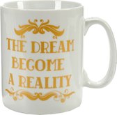 Arte Regal Koffiemok Dream Become 500 Ml Porselein Goud/wit