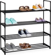 Relaxdays Schoenenrek metaal - schoenen opbergrek zwart - schoenenopberger steeksysteem - 4