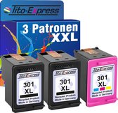 Set van 3x gerecyclede inkt cartridges voor HP 301 XL 301XL HP DeskJet 2050 2054 2510 2540 2544 2545 2547 2549 3000 3050 4500 4502 4503 4504 4507 4508 4630 4632 4635 4636 5530 5532