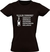 5G Is de toekomst | Dames T-shirt | Zwart | Bier | Gekocht | Gekoeld | Geopend | Gedronken | Gelukkig | Grappig | Cadeau