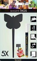 Securit chalkboard tag silhouette butterfly set of 5