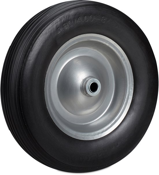 Relaxdays kruiwagenwiel 4.80 4.00-8 - rubberband - stalen velg - tot 100 kg - antilek - zwart-grijs van Relaxdays — afbeelding 2