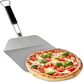 Relaxdays Pizzaschep rvs - pizzaspatel houten greep - broodschep - klapbaar - 29x29 cm