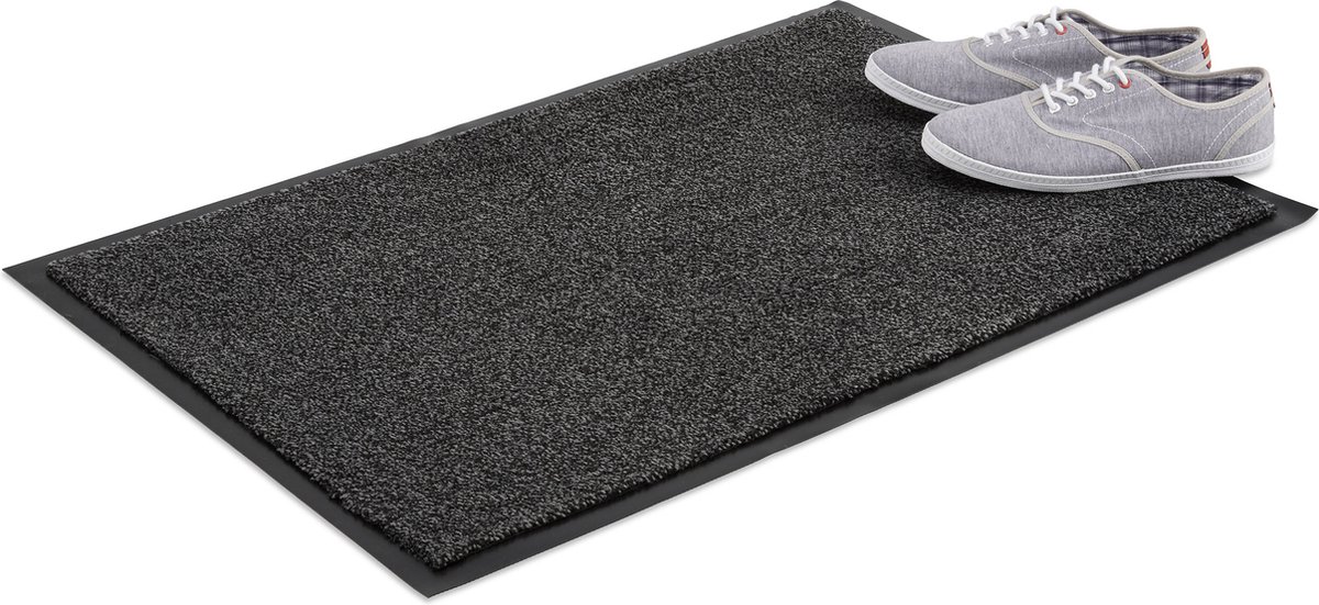 cocofy Deurmat, dun, 2 mm, extra plat, 60 x 90 cm, vuilvangmat, dunne deurmat van vilt met antislip onderkant, deurmat voor binnen, grijs