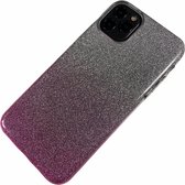 Apple iPhone Xs Max - Silicone glitter hoesje Lauren zilver roze - Geschikt voor