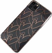 Apple iPhone 11 Pro Max - Silicone hartjes zacht hoesje Amy transparant brons - Geschikt voor