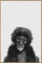 JUNIQE - Poster met kunststof lijst Bonobo Classic -40x60 /Wit & Zwart