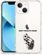 Telefoonhoesje Geschikt voor iPhone13 mini Leuk TPU Backcase met transparante rand Gun Don't Touch My Phone
