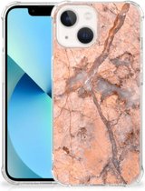 Mobiel Hoesje Geschikt voor iPhone13 mini Telefoon Hoesje met doorzichtige rand Marmer Oranje