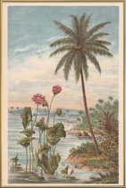 JUNIQE - Poster met kunststof lijst Lotus Flowers -40x60 /Bruin &
