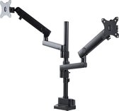 StarTech.com Dubbele Monitor Arm voor Bureaumontage, Full Motion Monitorbeugel voor 2x VESA-displays tot 32" (8kg), Verticale Stapelbare Armen, Hoogte verstelbaar/Articulerend - Bureauklem/Do