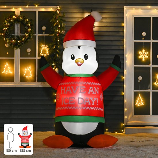 Opblaasbare LED Pinguin - Kerstfiguur - Kerstverlichting buiten -  Kerstversiering -... | bol.com