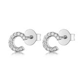 Tracelet - Zilveren Oorbellen - Oorbellen Letter C | Studs zilver met zirkonia | 925 Sterling Zilver - Direct uit voorraad - Met 925 Zilver Certificaat - In Leuke cadeauverpakking