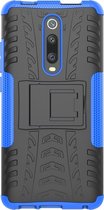 Xiaomi Mi 9T Hoesje - Mobigear - Tire Serie - Hard Kunststof Backcover - Zwart / Blauw - Hoesje Geschikt Voor Xiaomi Mi 9T