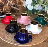 ESPRESSO / TURKSE KOFFIE KOPJES SEMAZEN 6 KLEUREN 12-DELIGE