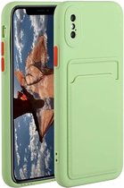 Telefoonhoesje - Geschikt voor: iPhone XS Max siliconen Pasjehouder hoesje - Groen apple
